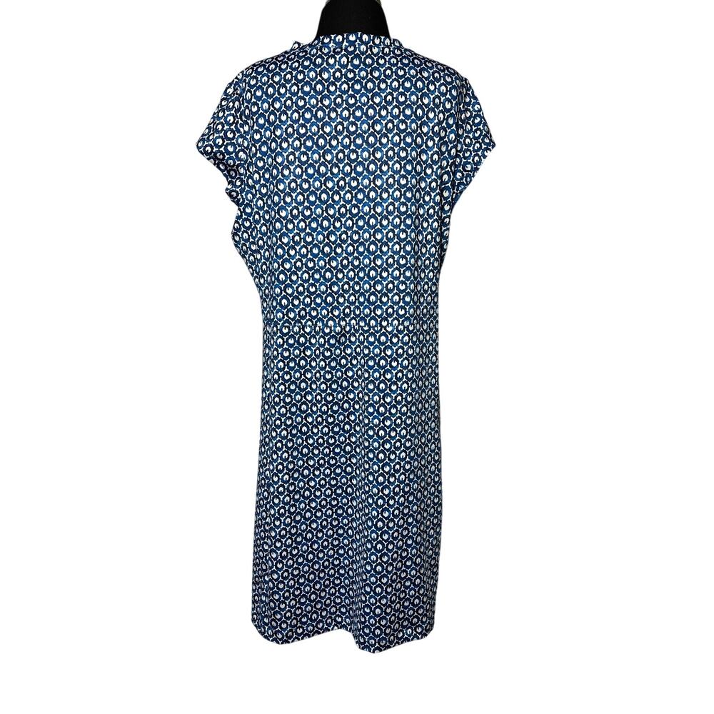 L.L. Bean Short Sleeve Fitness Dress Size XL Nautical Geometric Print Blue White - Picture 9 of 16